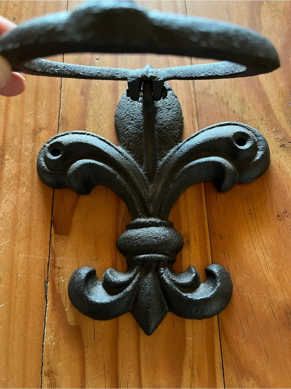 Black Cast Iron Door Knocker Fleur-de-Lis